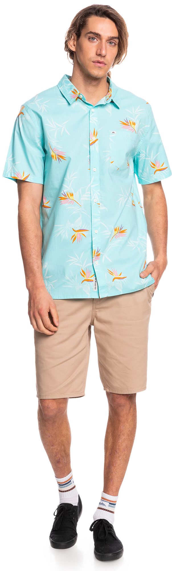 Quiksilver Men's Offline Stretch Woven Short Sleeve T-Shirt For Men Angel Blue Offline Strtch 4 Quiksilver Men's Offline Stretch Woven Short Sleeve T-Shirt For Men Angel Blue Offline Strtch - Image 2