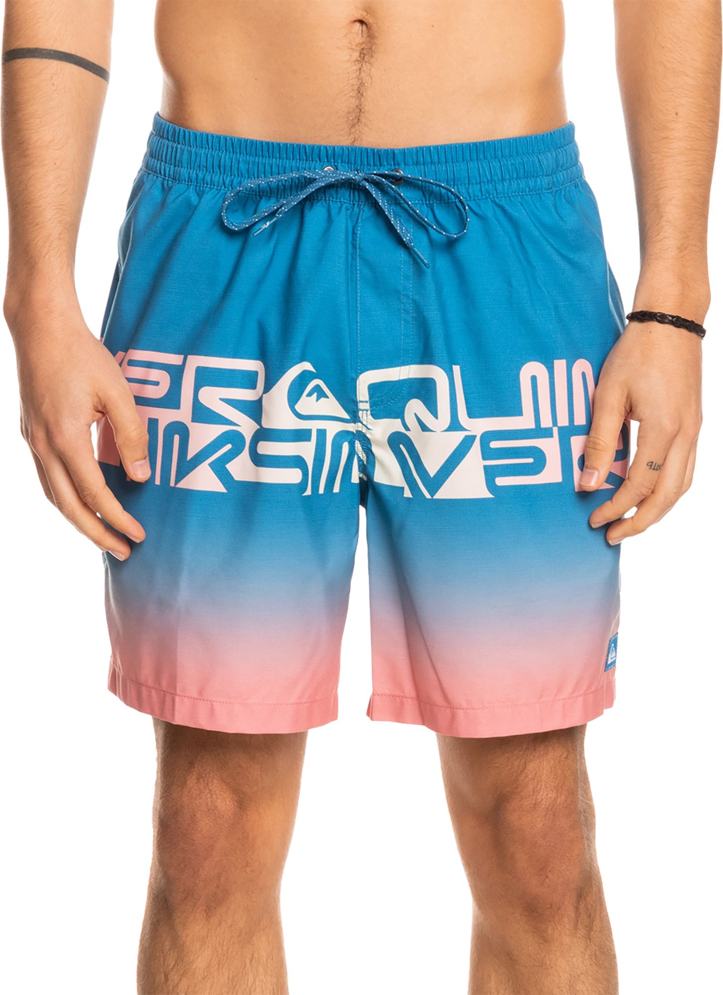 Quiksilver Men's Wordblock 17" Volley Swim Trunks For Men Vallarta Blue 3 Quiksilver Men's Wordblock 17" Volley Swim Trunks For Men Vallarta Blue