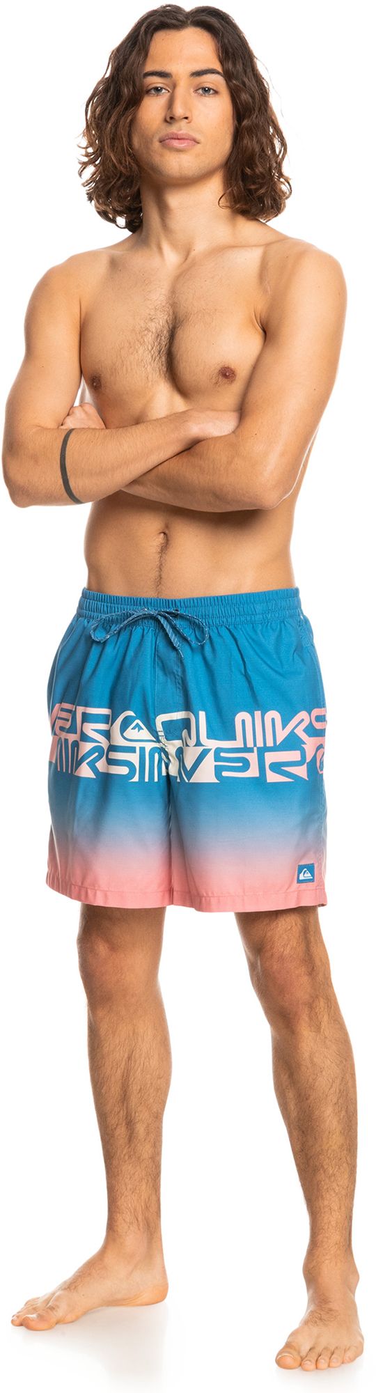 Quiksilver Men's Wordblock 17" Volley Swim Trunks For Men Vallarta Blue 4 Quiksilver Men's Wordblock 17" Volley Swim Trunks For Men Vallarta Blue - Image 2