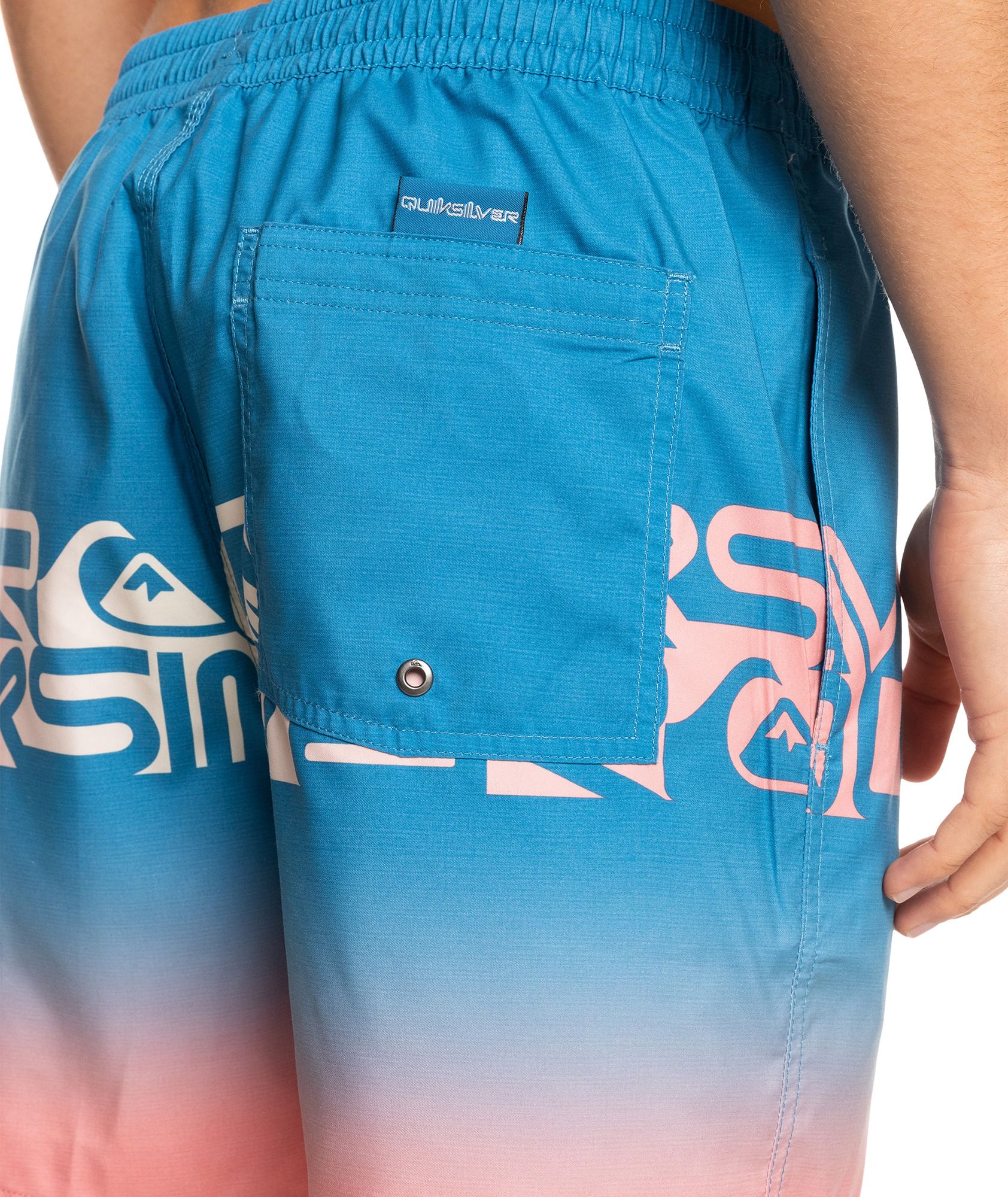 Quiksilver Men's Wordblock 17" Volley Swim Trunks For Men Vallarta Blue 7 Quiksilver Men's Wordblock 17" Volley Swim Trunks For Men Vallarta Blue - Image 5