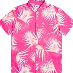 Quiksilver Men's Pop Tropic Short Sleeve Woven Shirt For Men Peach Pink