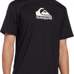 Quiksilver Men's Solid Streak Short Sleeve Rash Guard For Men Black