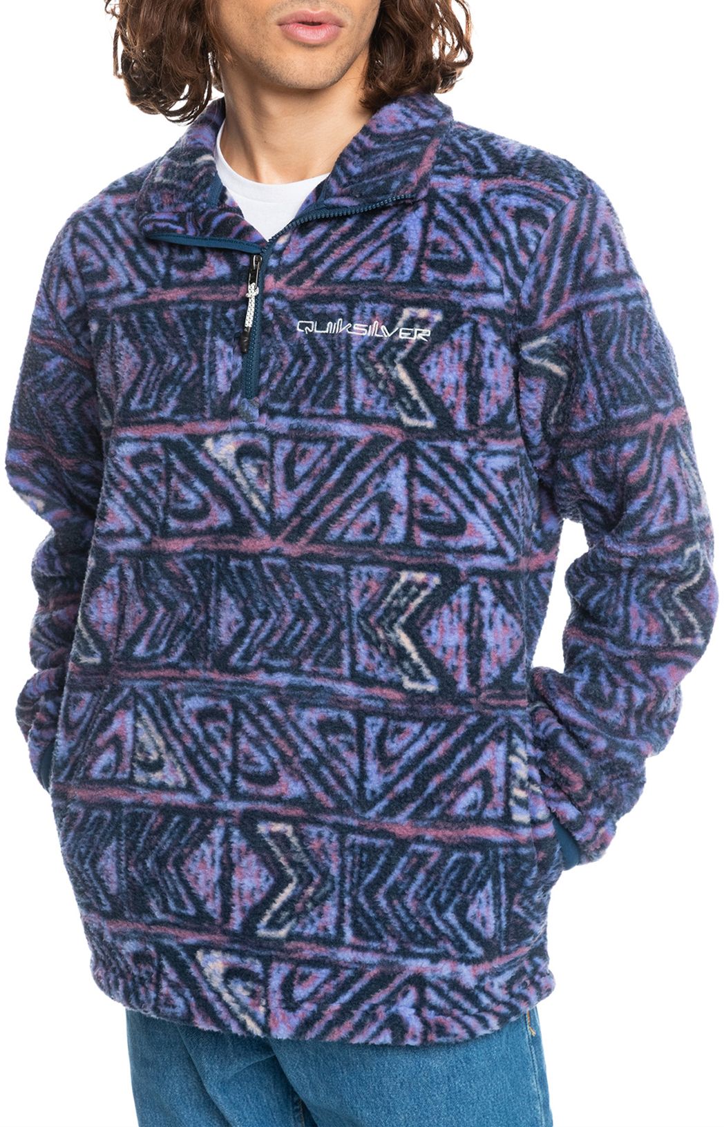 Quiksilver Men's Clean Coasts ¼ Zip Print Fleece For Men Dusty Orchid Heritageo 6 Quiksilver Men's Clean Coasts ¼ Zip Print Fleece For Men Dusty Orchid Heritageo - Image 4