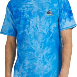 Quiksilver Men's Short Sleeve Tie Dye UPF 50 Surf T-Shirt For Men Blue Light