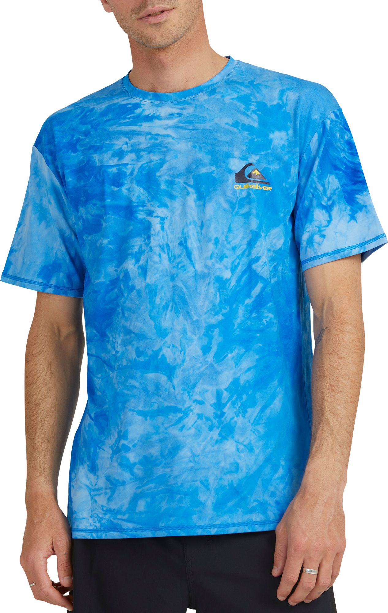 Quiksilver Men's Short Sleeve Tie Dye UPF 50 Surf T-Shirt For Men Blue Light 3 Quiksilver Men's Short Sleeve Tie Dye UPF 50 Surf T-Shirt For Men Blue Light