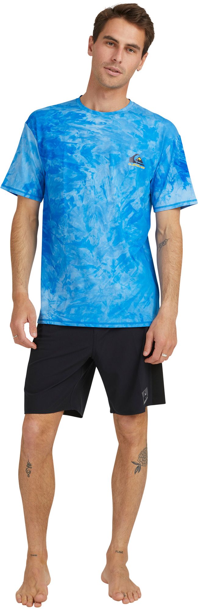 Quiksilver Men's Short Sleeve Tie Dye UPF 50 Surf T-Shirt For Men Blue Light 4 Quiksilver Men's Short Sleeve Tie Dye UPF 50 Surf T-Shirt For Men Blue Light - Image 2